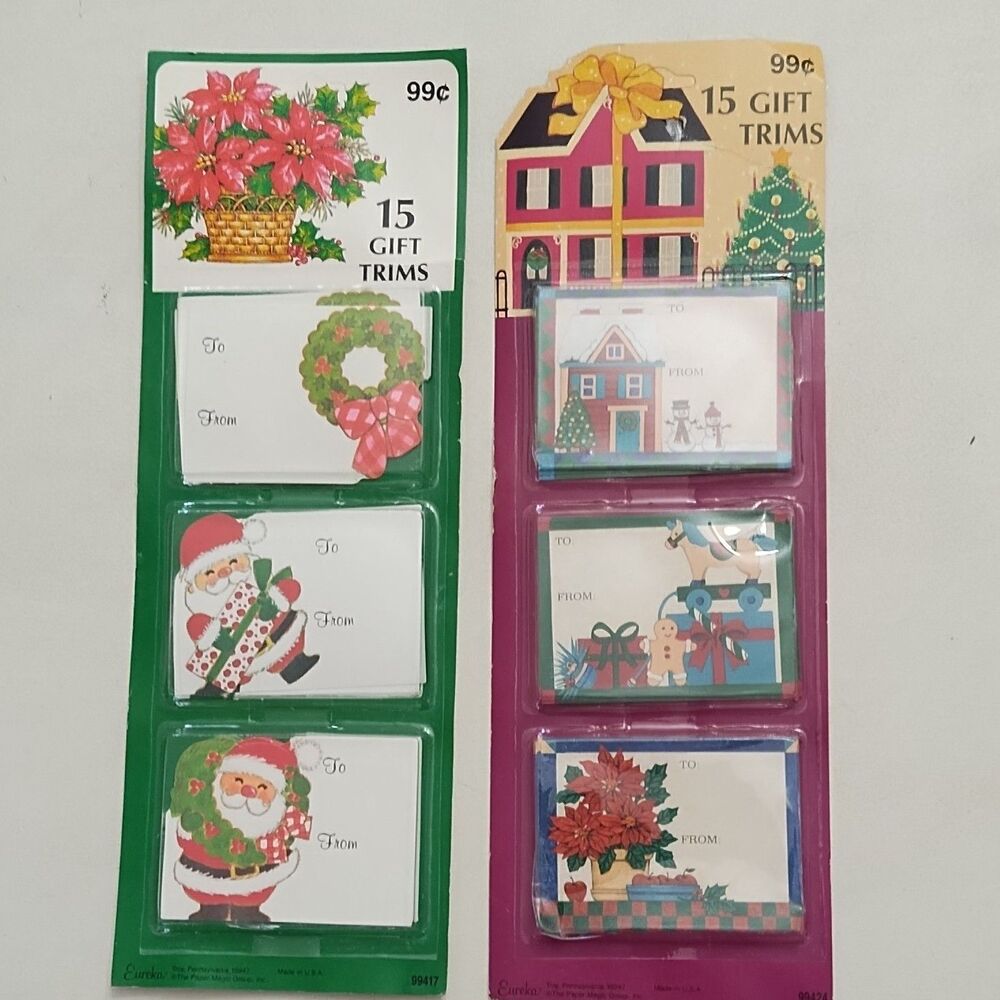 Eureka Vintage 1980 Christmas Gift Tags Lot of 3 Packs